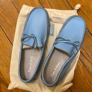 Papo d’ Anjo Boys Blue Leather Moccasins Size 37